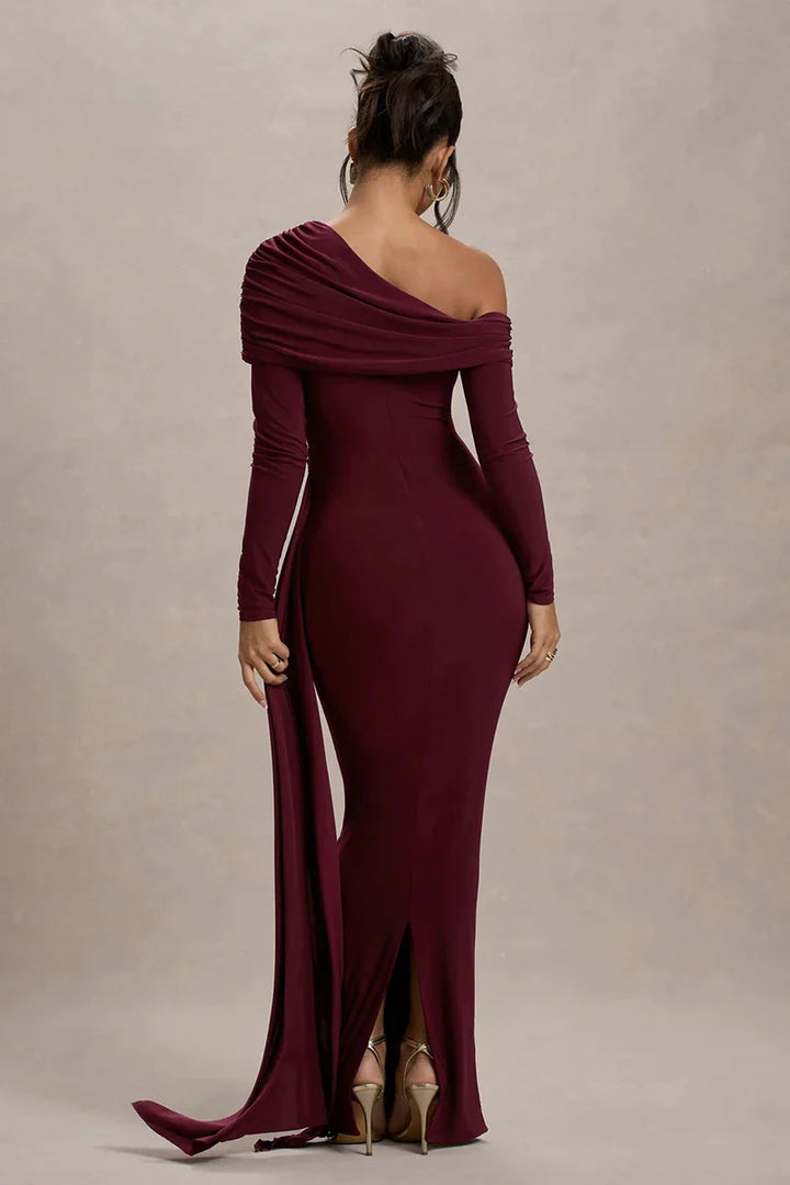 Off-shoulder maxi dress with ruching and ruffle detail - Miguel