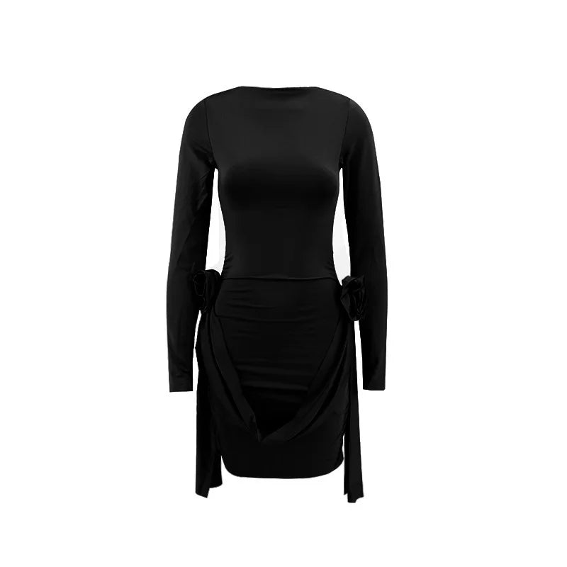 Mini dress with floral appliqué and ruffles - Orala