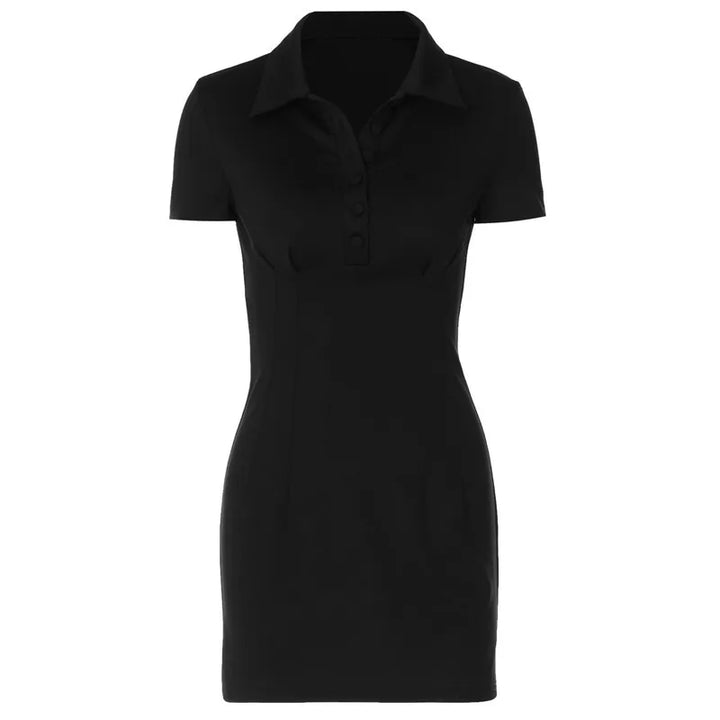 Tailored Mini Dress with Polo Collar - Patrisia