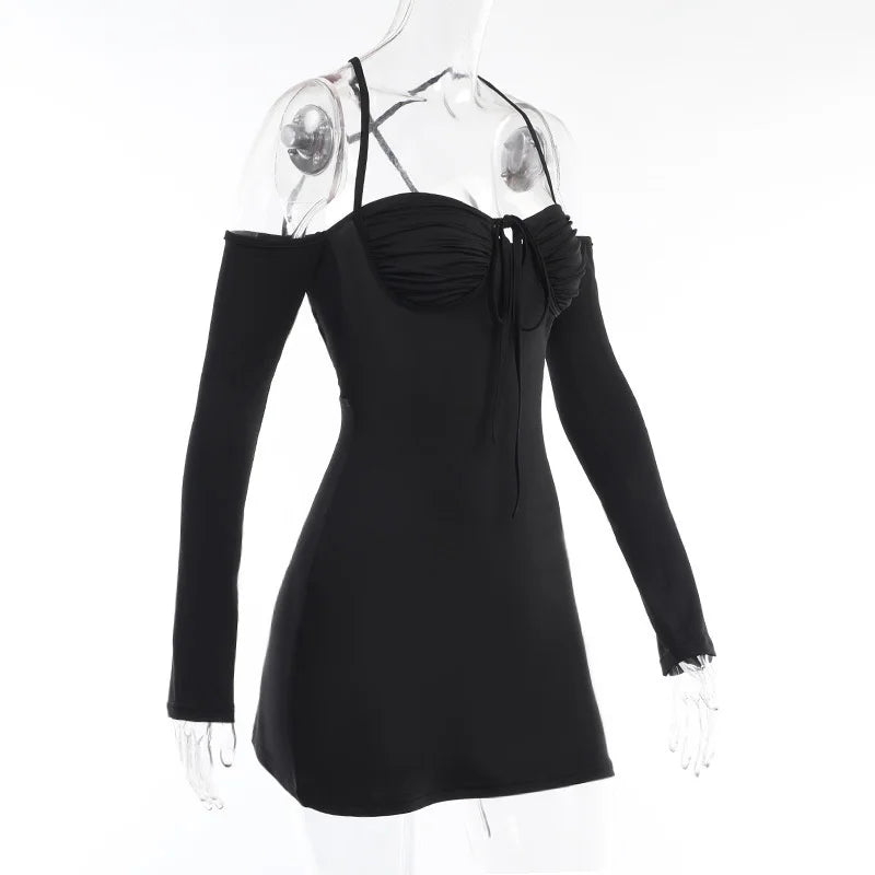 Off-Shoulder Mini Dress with Chest Tie Detail - Romy
