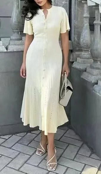 Midi Knitted Dress with French Vintage Design - Mimi
