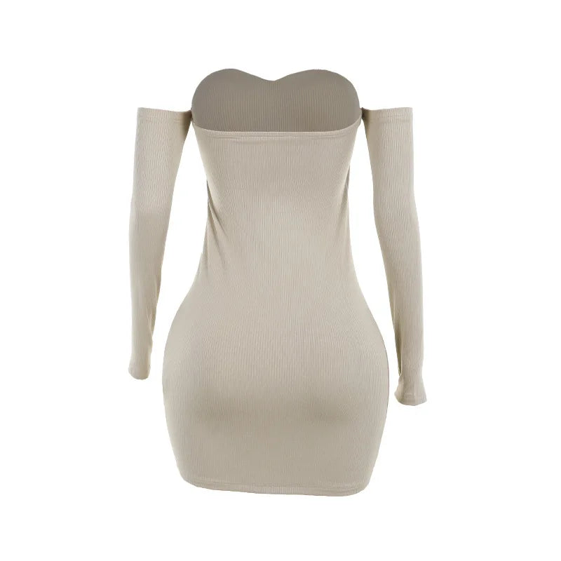 Fitted Mini Dress with Off-Shoulder - Bonnie