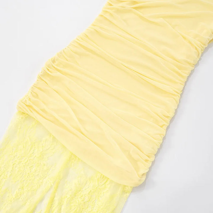 Maxi dress with ruching and lace design - Ameriza