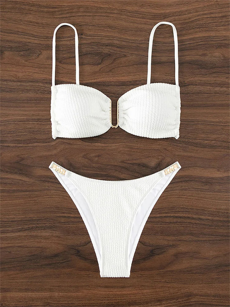 Bikini with gold buckle decoration - Maureen