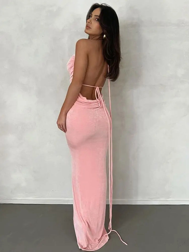 Elegant maxi dress with open back - Nicola