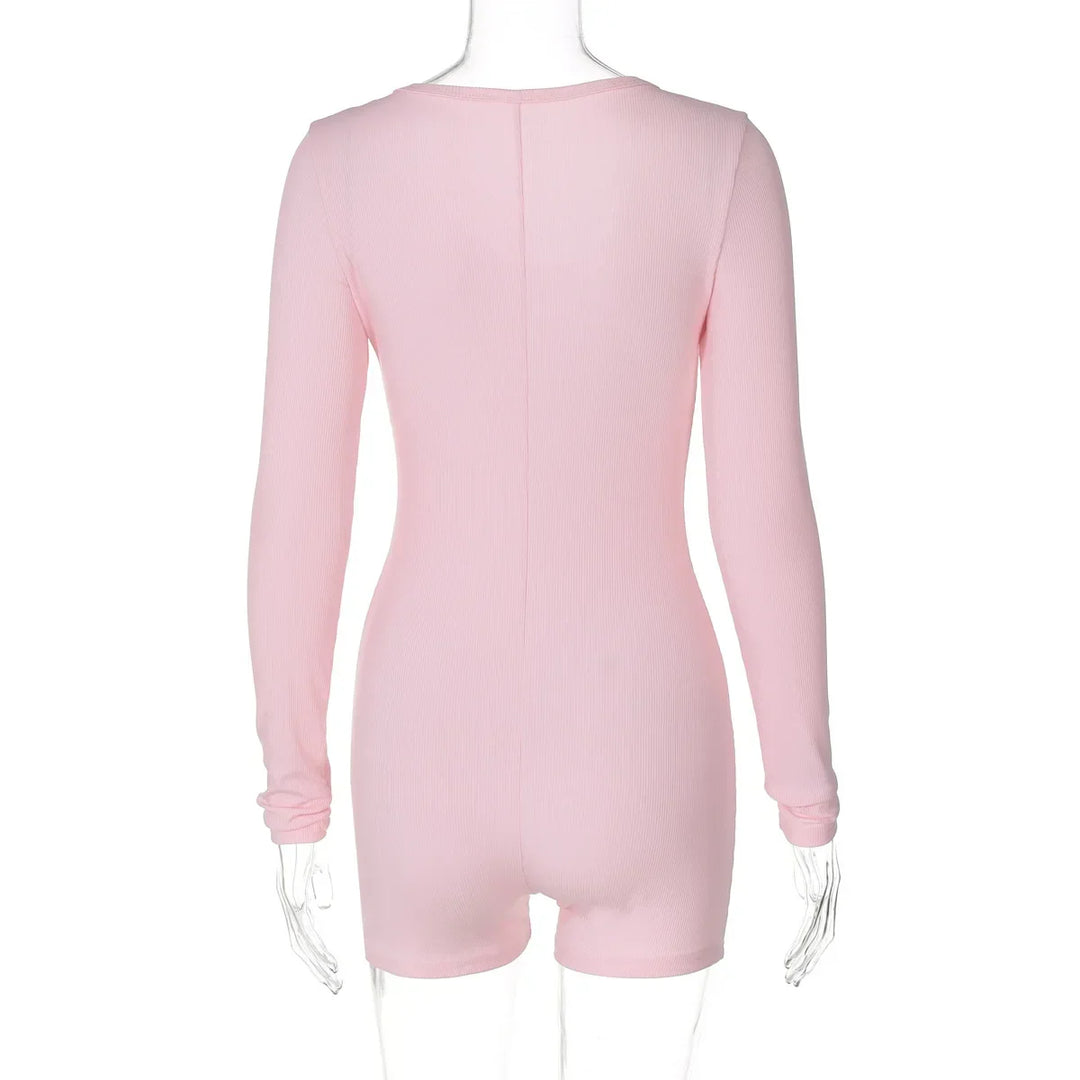 One-Piece Knitted Jumpsuit with Button Detail - Lauren