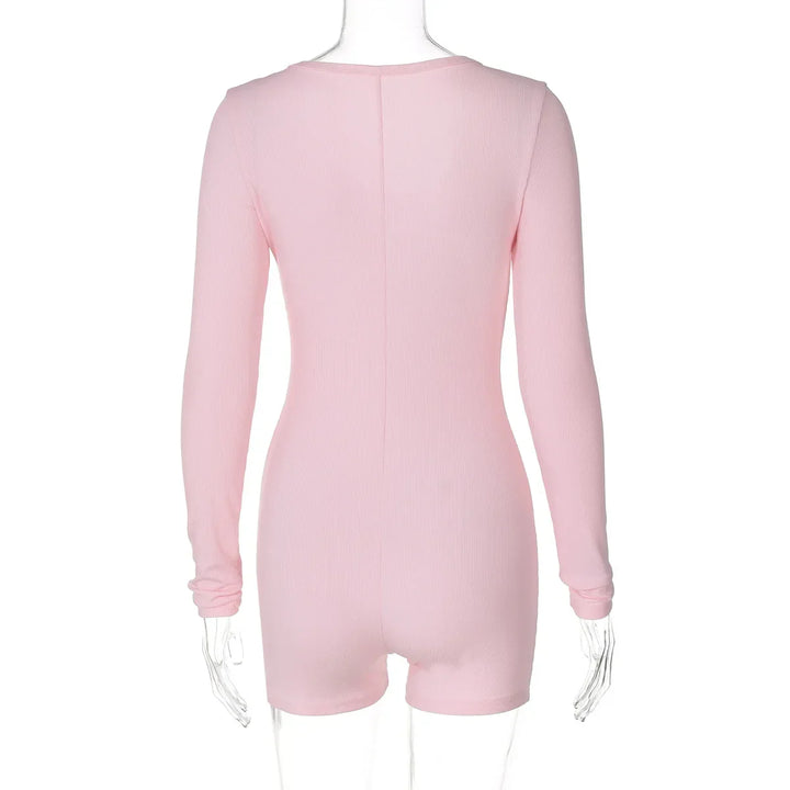One-Piece Knitted Jumpsuit with Button Detail - Lauren