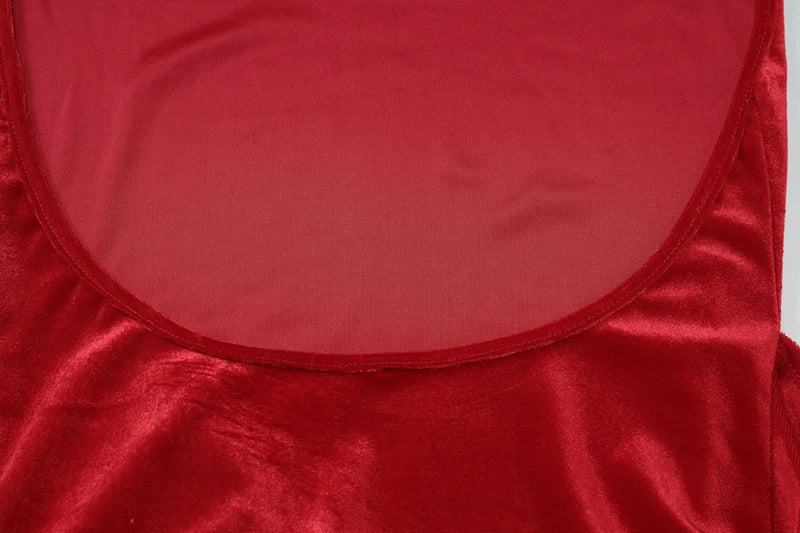 Velvet maxi dress with tie decoration - Marianela