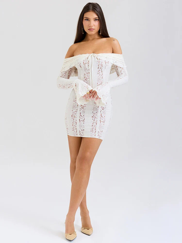 Off-Shoulder Lace Mini Dress - Maria
