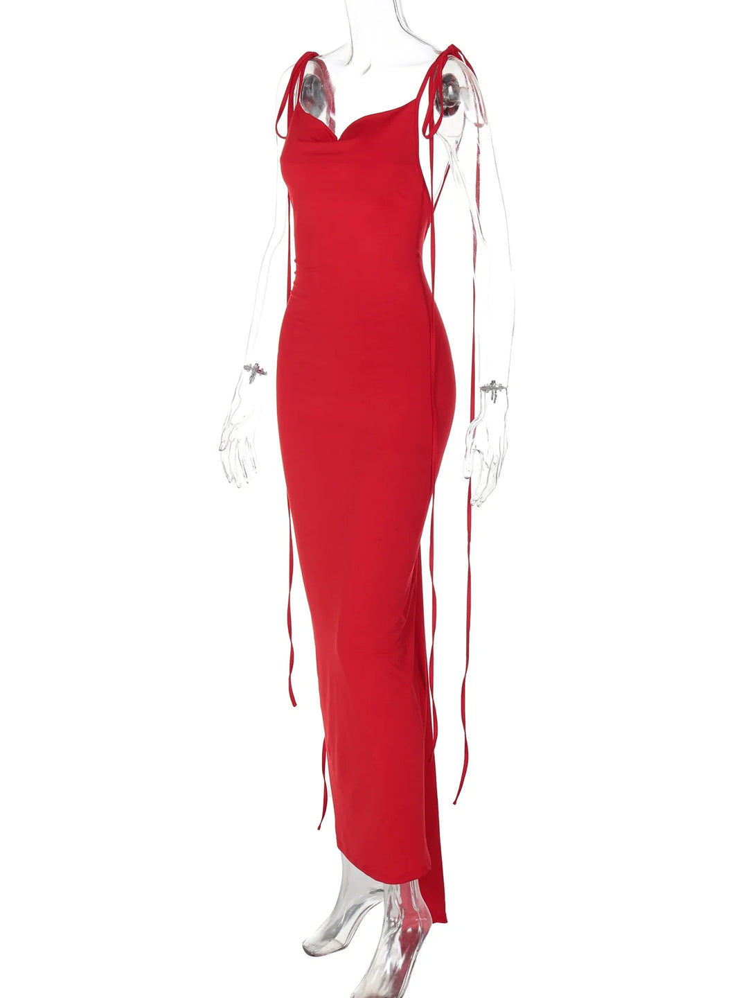 Fitted Maxi Dress with Floral Applique Detail and Open Back - Mariana