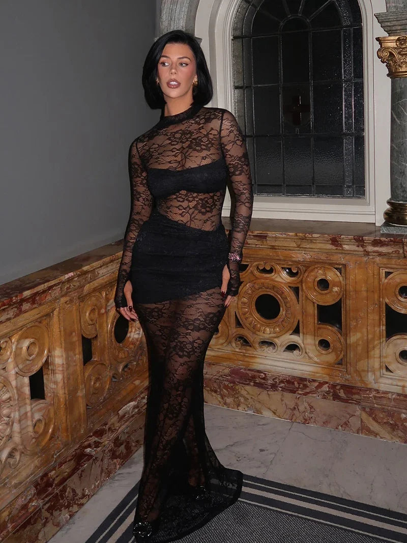 Two-piece lace set bodysuit and maxi skirt - Angelica