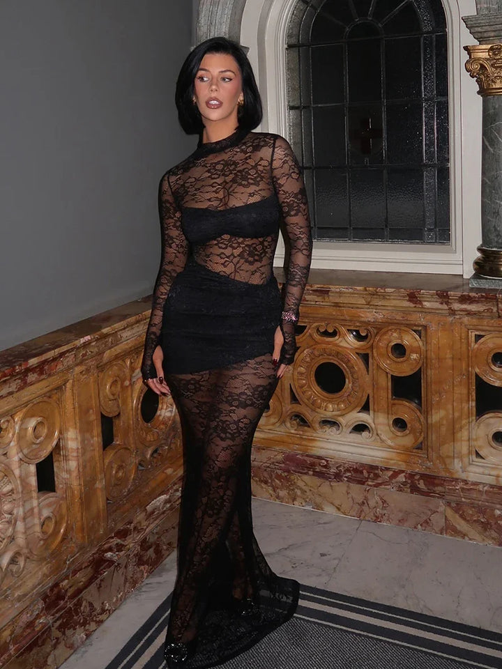Two-piece lace set bodysuit and maxi skirt - Angelica