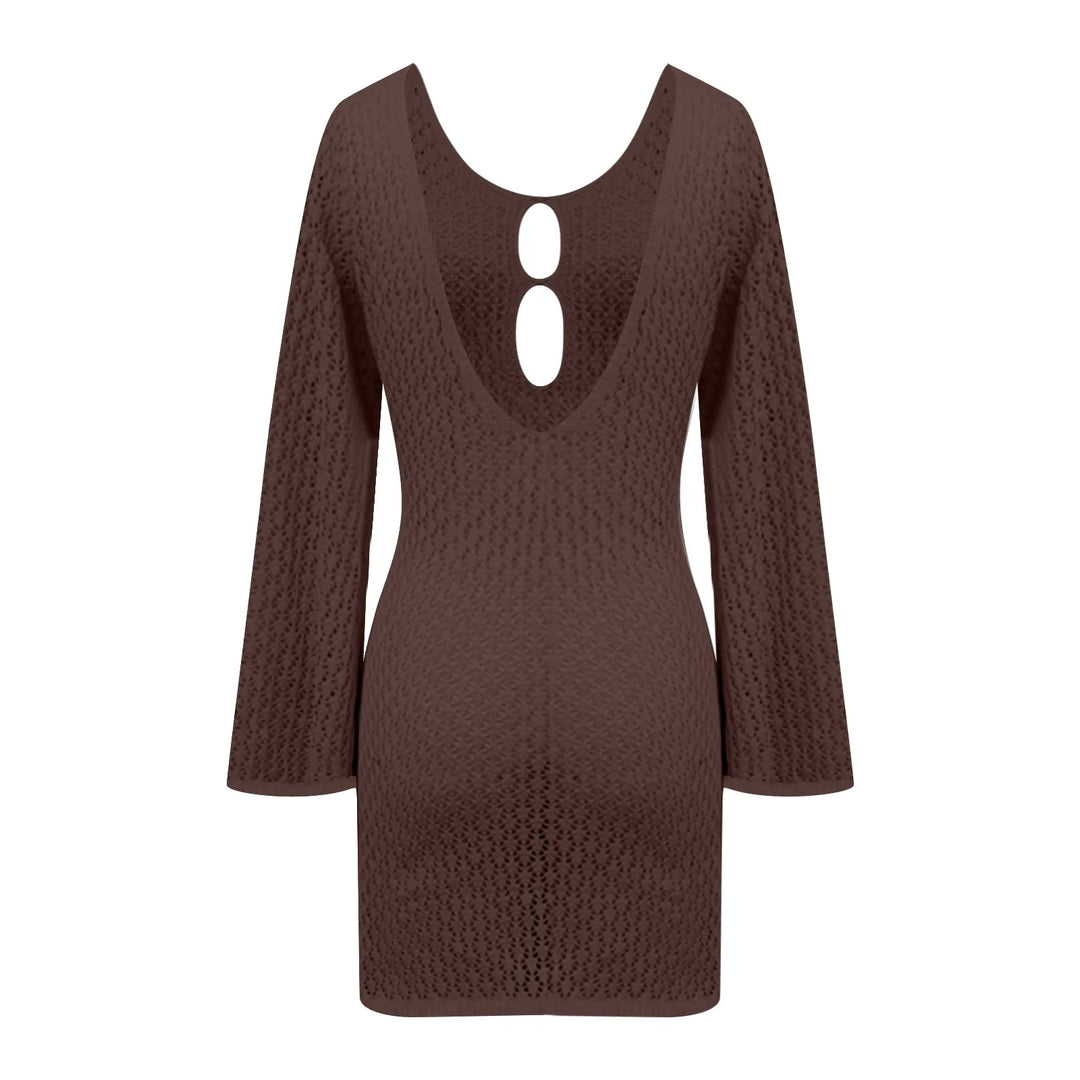 Knitted Mini Beach Dress with Open Back - Keira