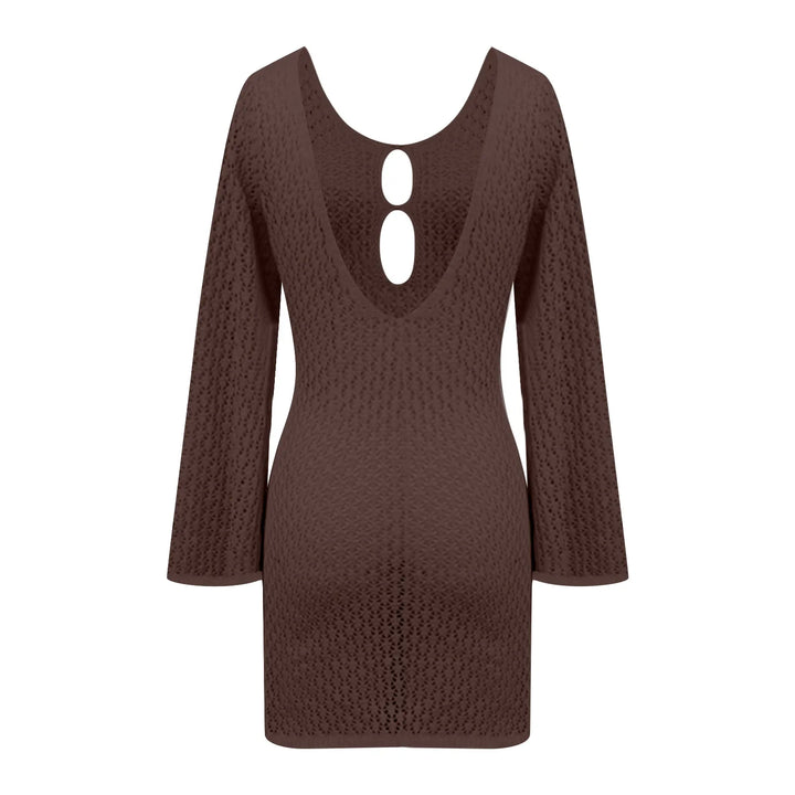 Knitted Mini Beach Dress with Open Back - Keira