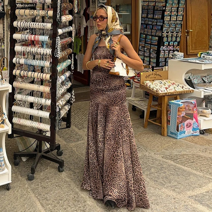 Strapless leopard print maxi dress - Frida
