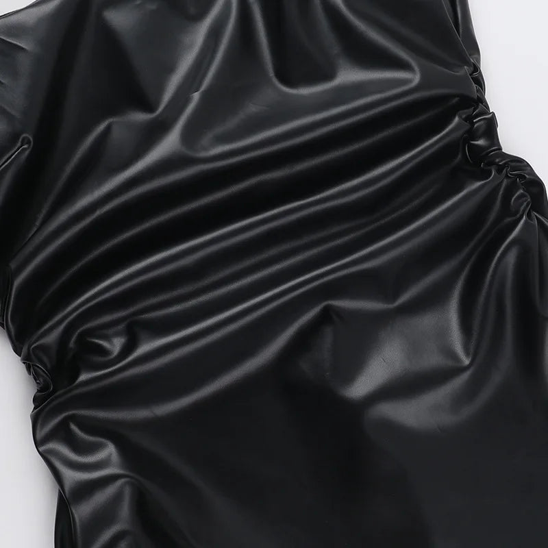 A-Line Faux Leather Mini Dress - Carol