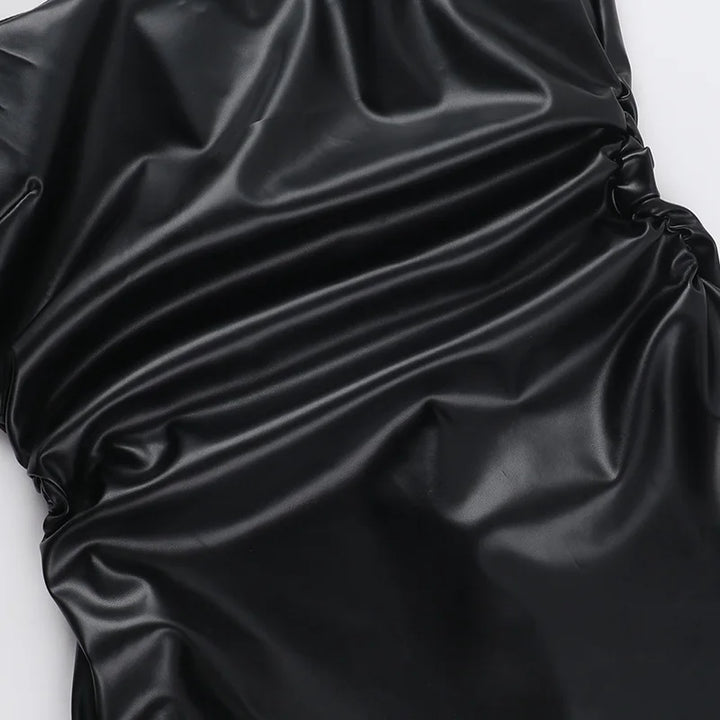 A-Line Faux Leather Mini Dress - Carol