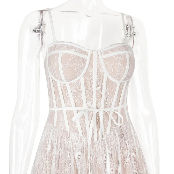 Mini Lace A-Line Dress with Corset Design - Milan