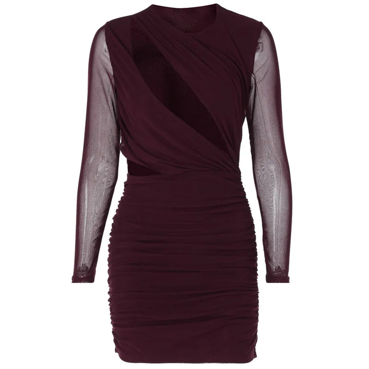 Ruched mini dress with cutouts and mesh sleeves - Hagar