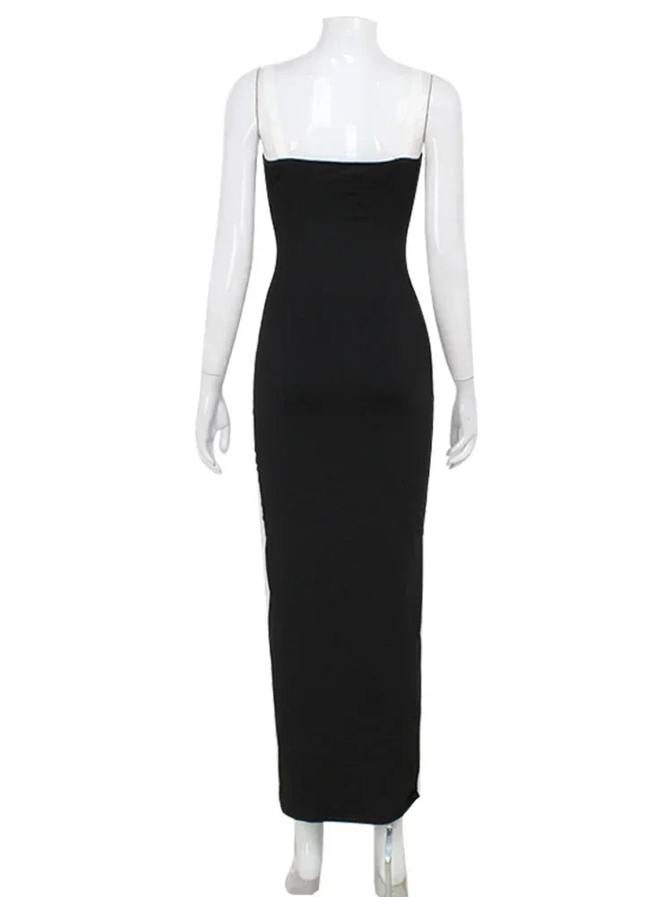 Maxi Dress with Satin Ribbon Tie Detail - Celine