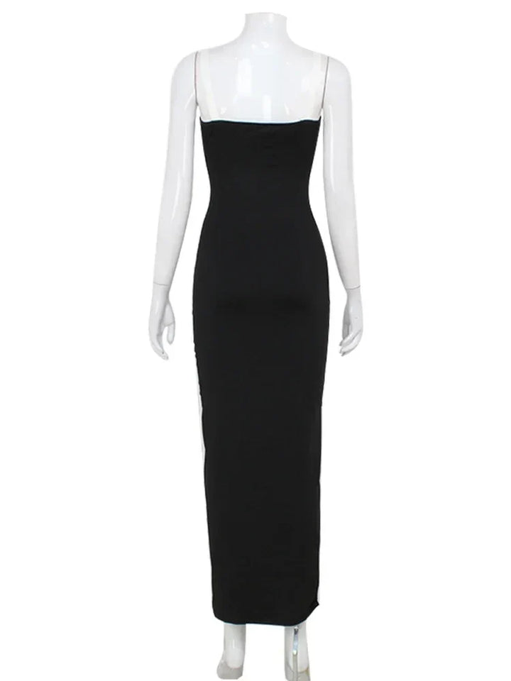 Maxi Dress with Satin Ribbon Tie Detail - Celine