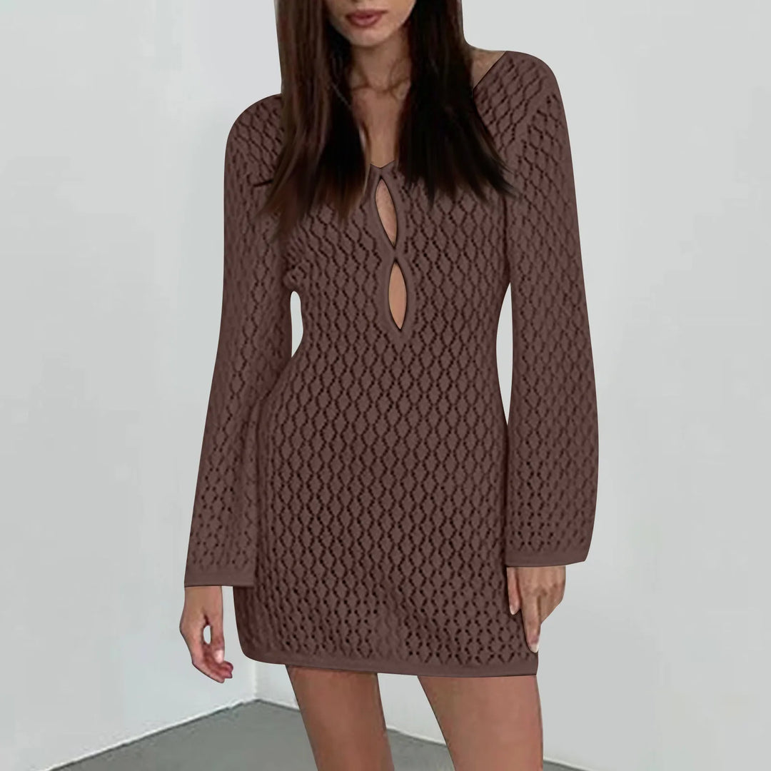 Knitted Mini Beach Dress with Open Back - Keira