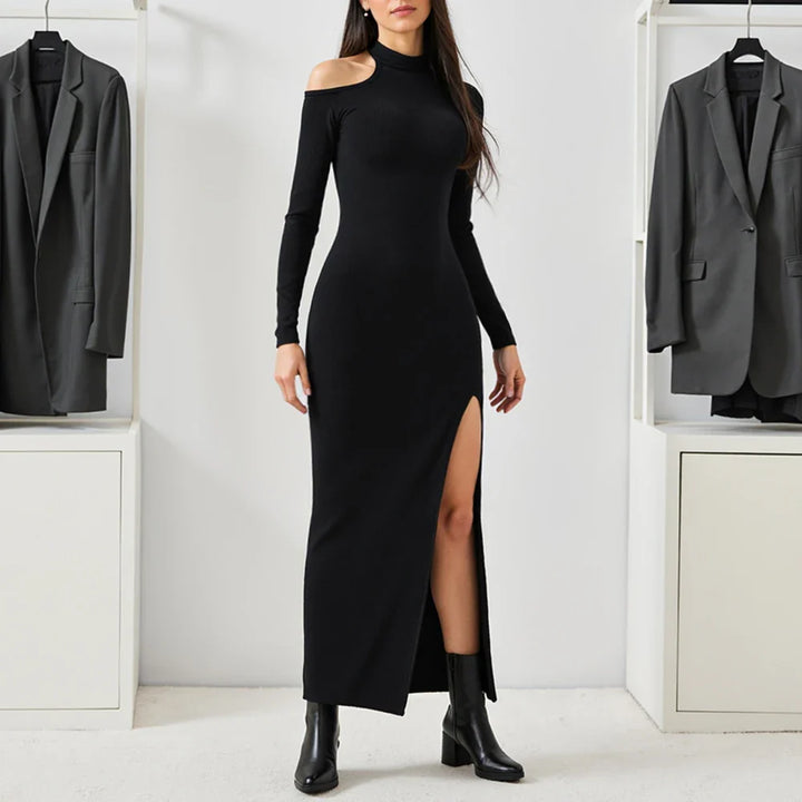 Elegant maxi dress with slit and cutout detail - Megan