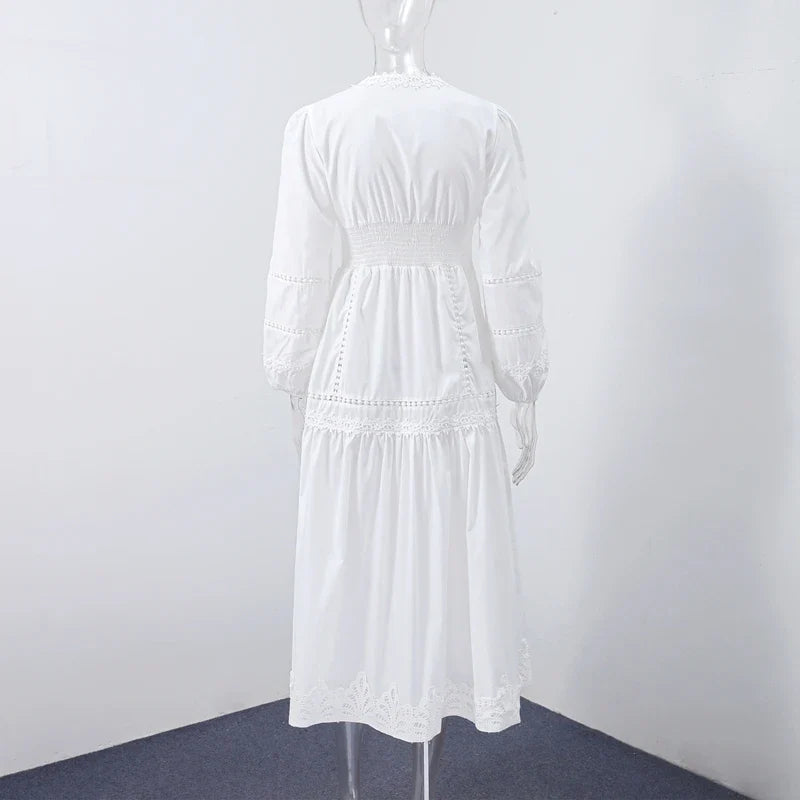 Maxi dress with ruffles and button decoration - Raya