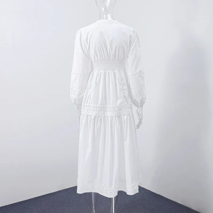 Maxi dress with ruffles and button decoration - Raya