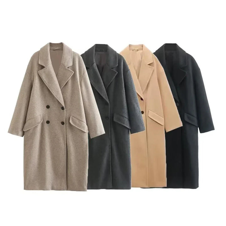 Long Tailored Wool Coat with Button Details - Paris