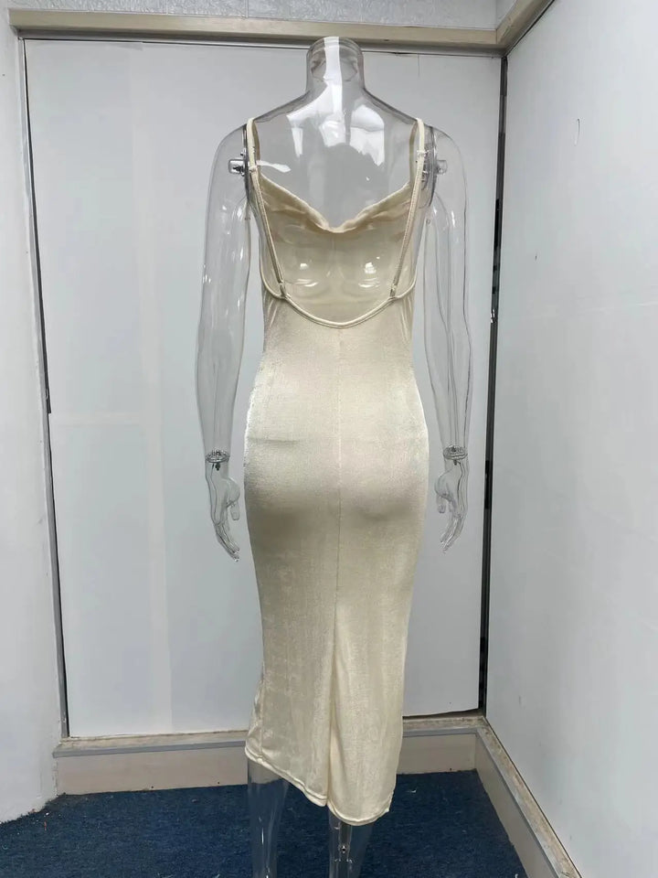 Summer midi knitted dress with slit decoration - Smile