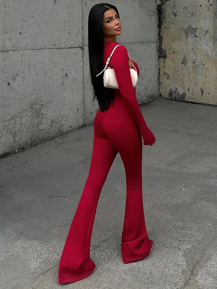 Pedal Pusher Jumpsuit with Shaping Fabric and Overlay Design - Vini
