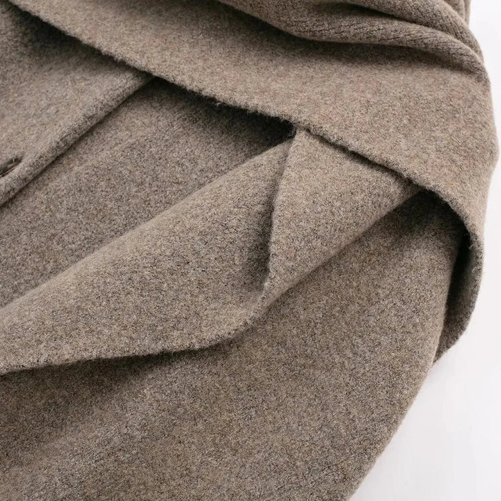Wool Coat with Scarf Design, Button and Pocket Details - Lorenzo