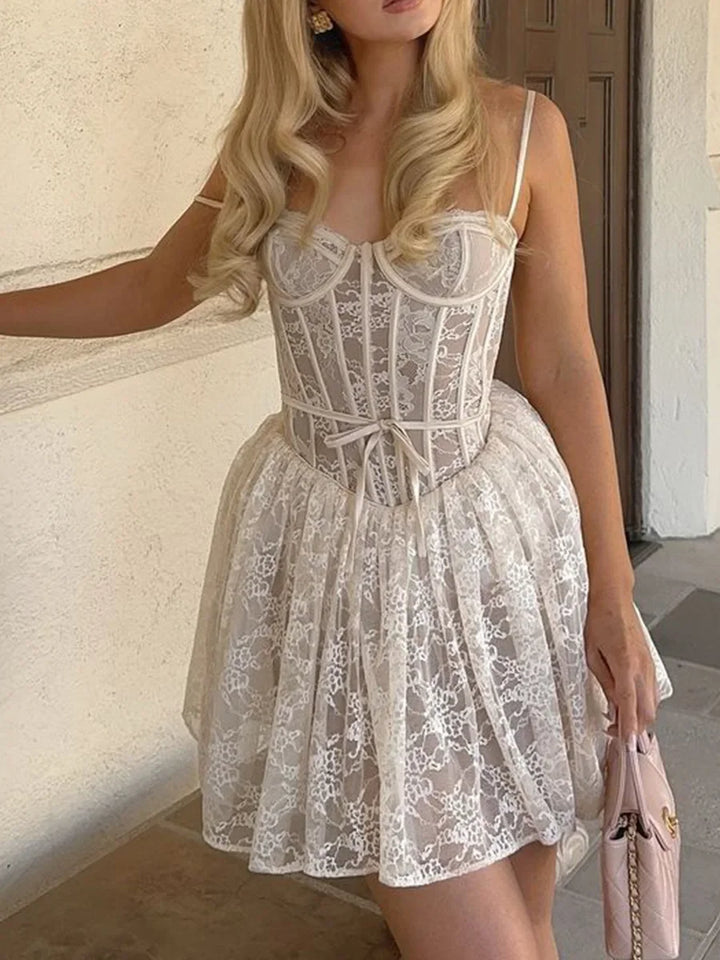 Mini Lace A-Line Dress with Corset Design - Milan