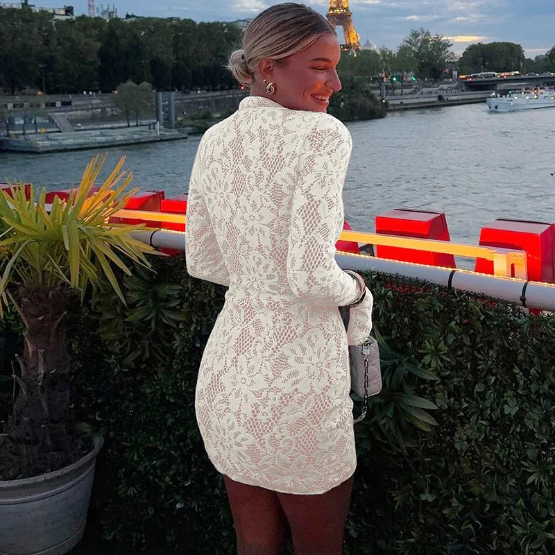Mini lace dress with button closure - Aiden
