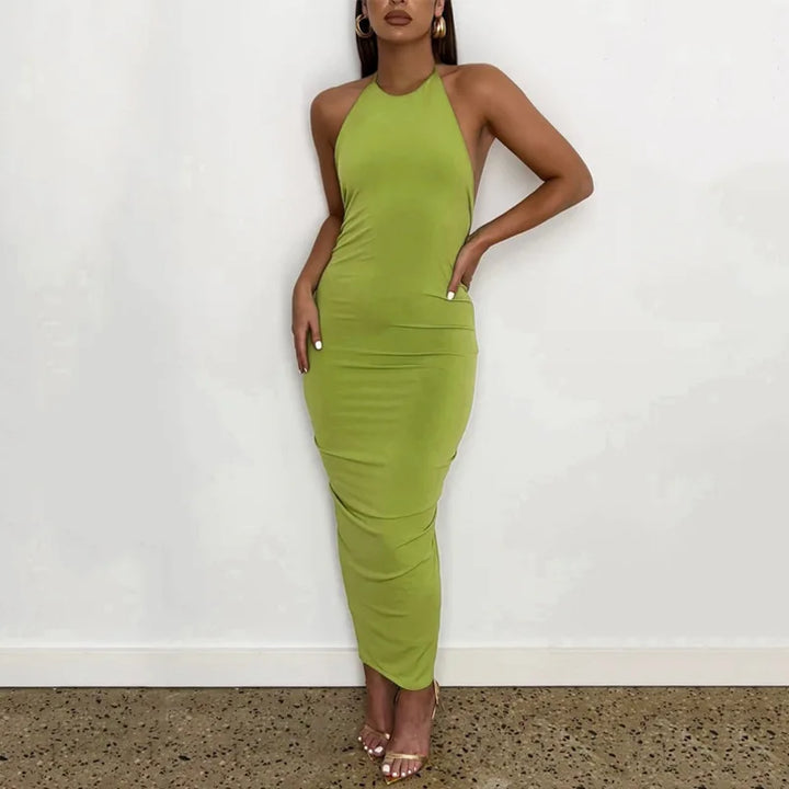 Elegant Tight Maxi Dress with Open Back - Nancy