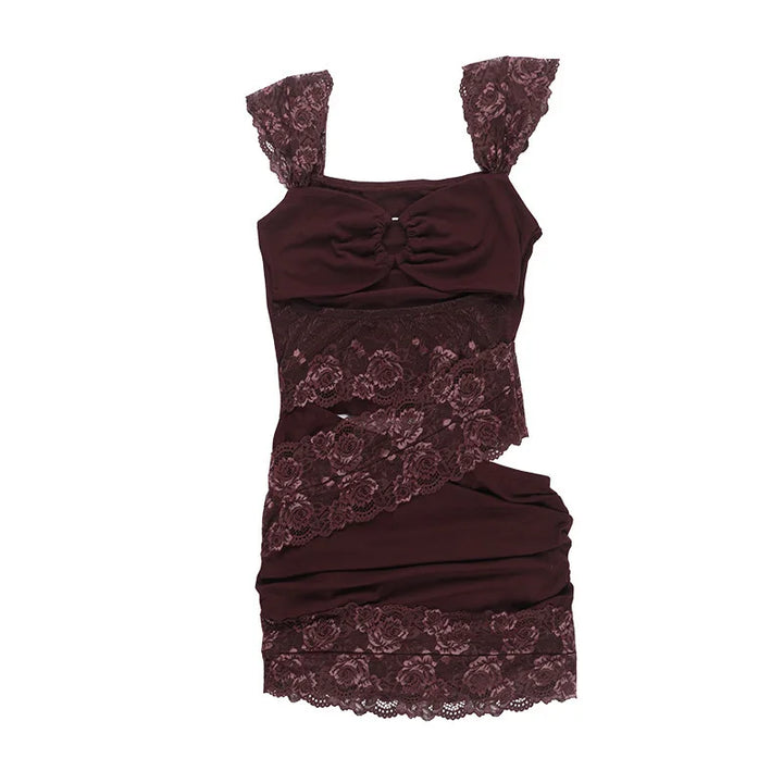 Mini Dress with Lace Detail and Cutout - Rita