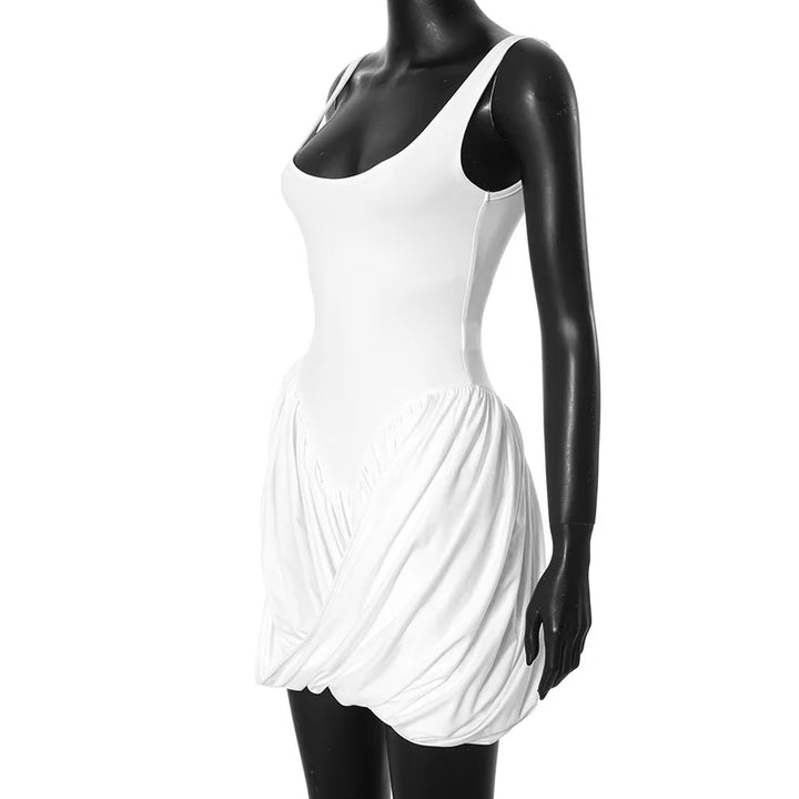 Pleated Mini Dress with Slit Design - Ronali