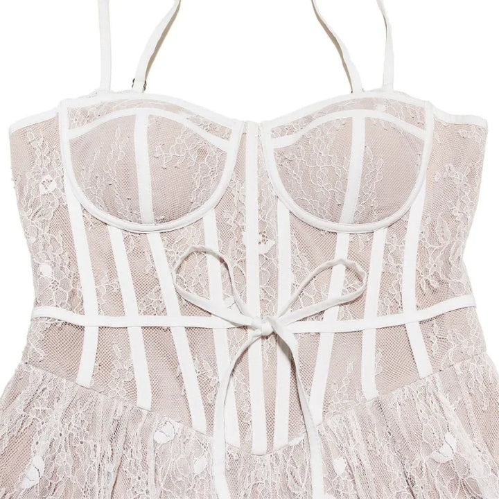Mini Lace A-Line Dress with Corset Design - Milan
