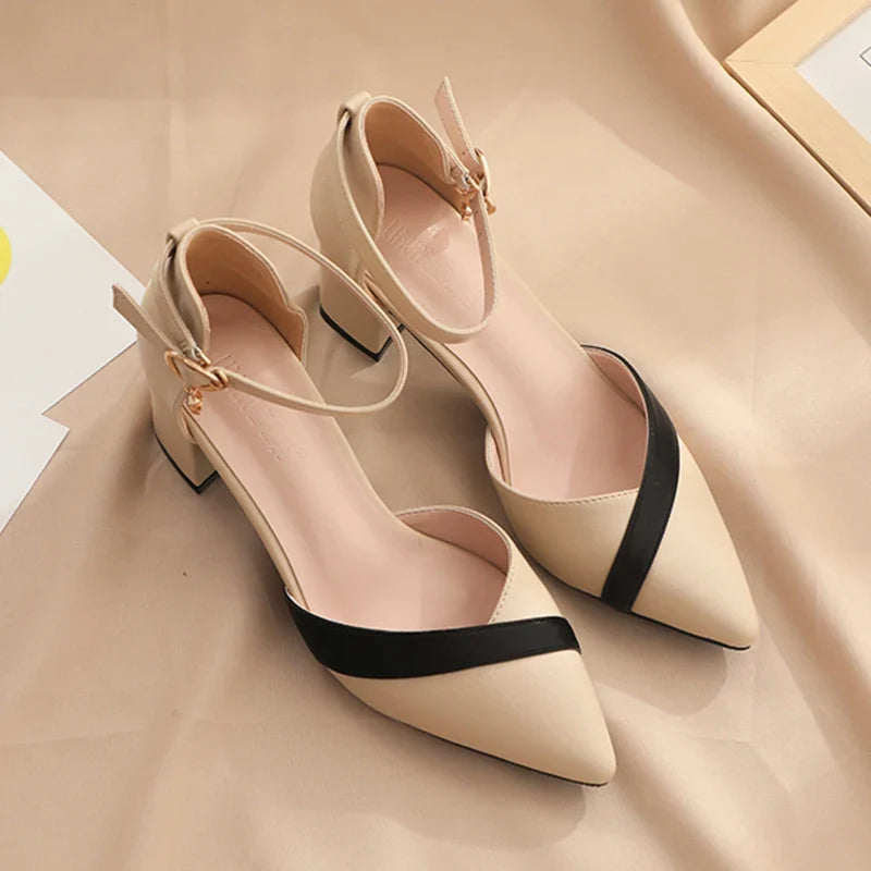 Faux Leather High Heels with Buckle Closure - Aryeh
