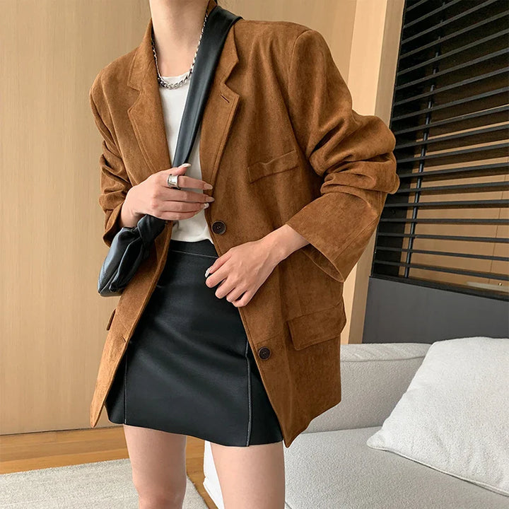 Suede Jacket with Button Details - Jale