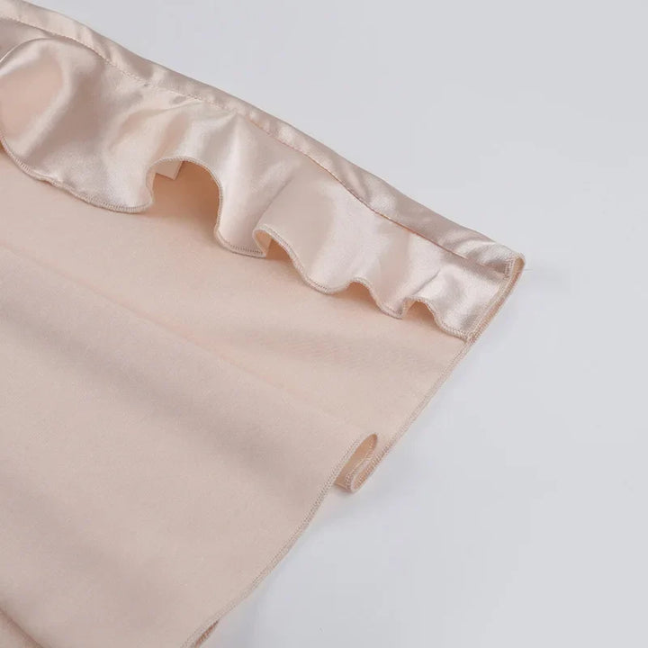 Satin Maxi Dress with Ruffle and Slit Detail - Siana