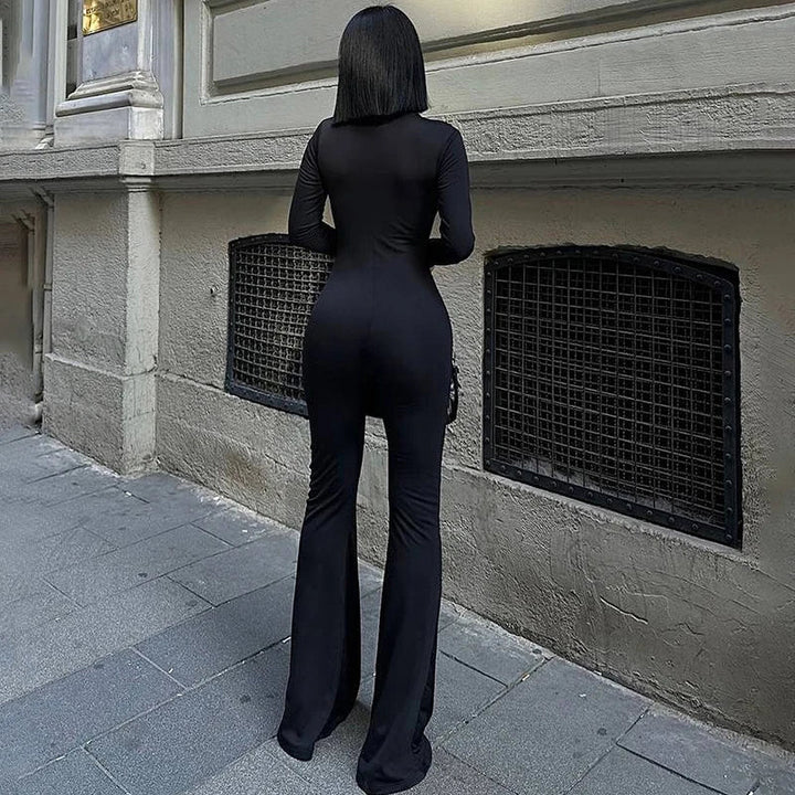 Fitted Jumpsuit with Shaping Fabric, Pedal Pushers, and Zipper Closure - Peyton