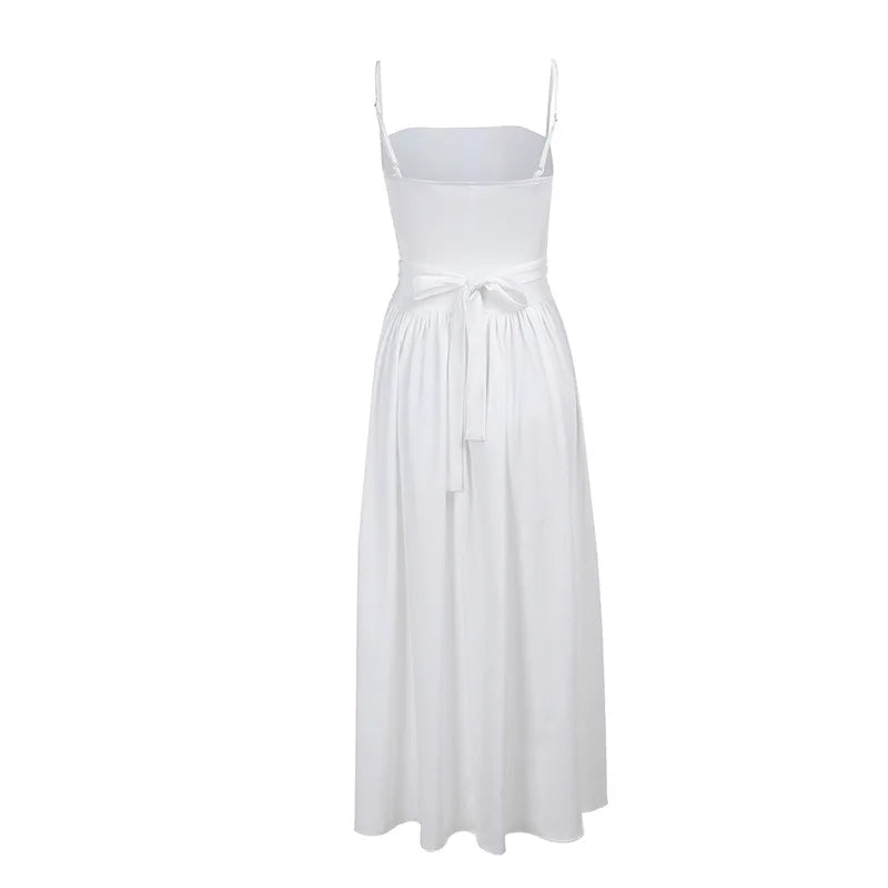 Country Style Maxi Dress with A-Line and Spaghetti Straps - Joelle