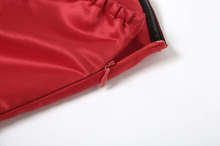 Strapless satin mini dress in A-line cut with back bow detail - Taisia