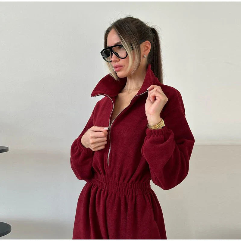 Winter Jumpsuit with Front Zipper - Frances