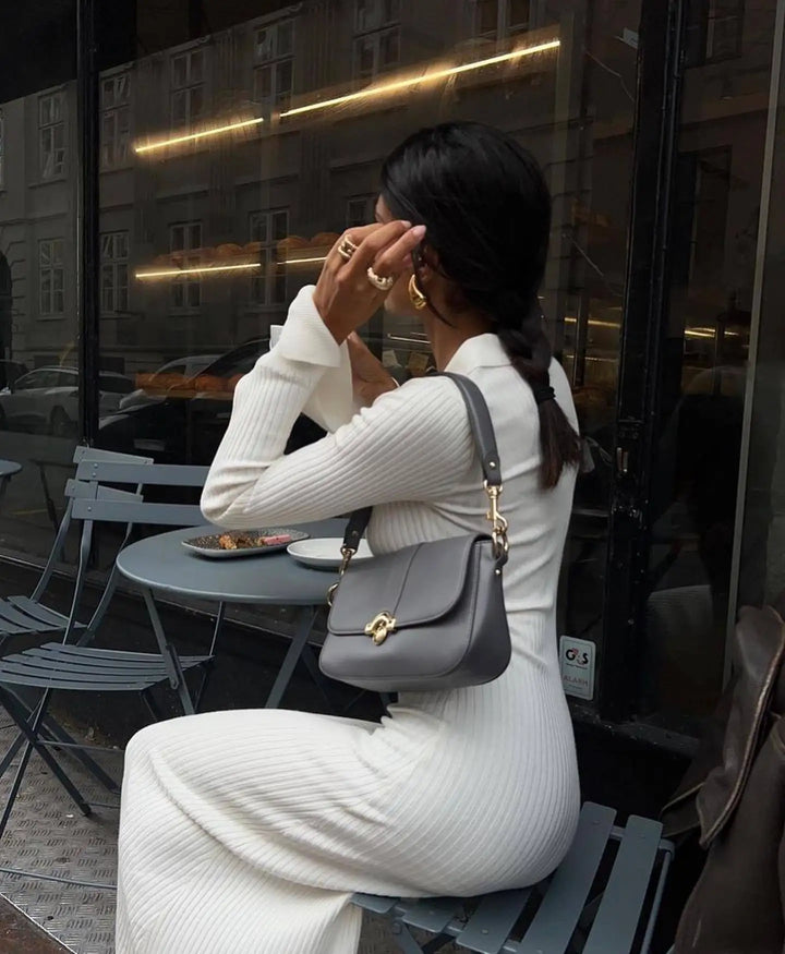 Maxi knit dress with polo collar - Gail