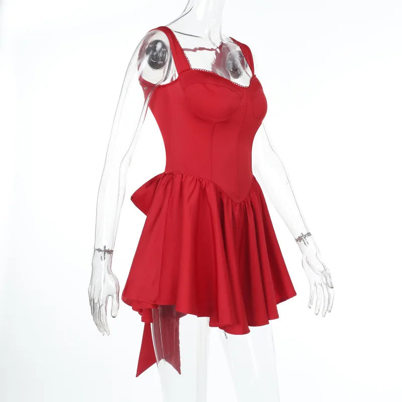 Mini A-Line Dress with Back Tie and Bow Detail - Demi