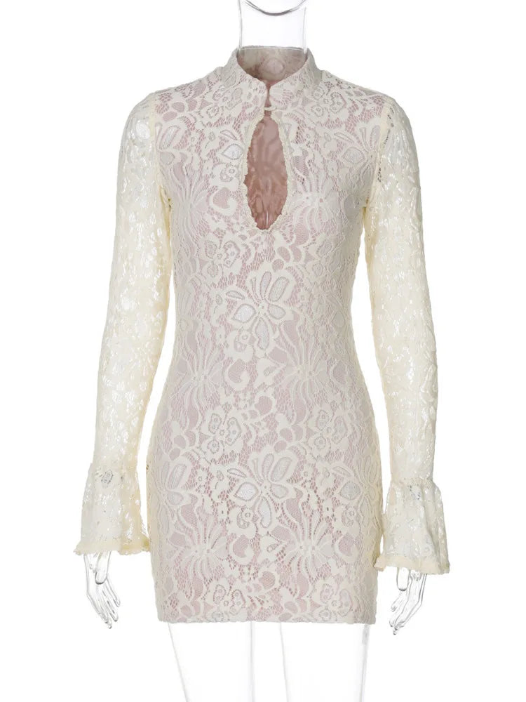 Mini lace dress with button closure - Aiden