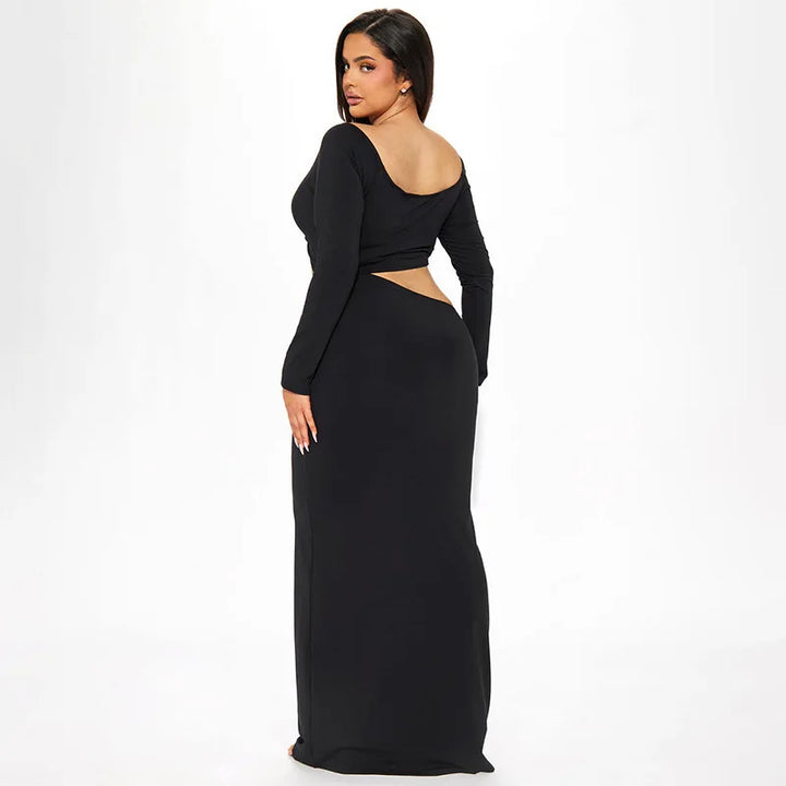 Maxi dress with exposed midriff and buckle design - Talia